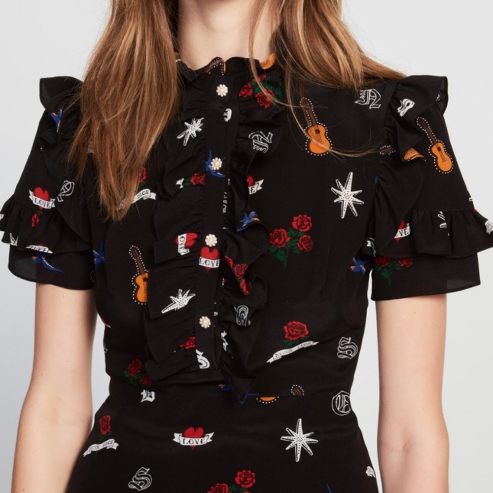 Sandro Silk Wendy Dress with Cool Prints